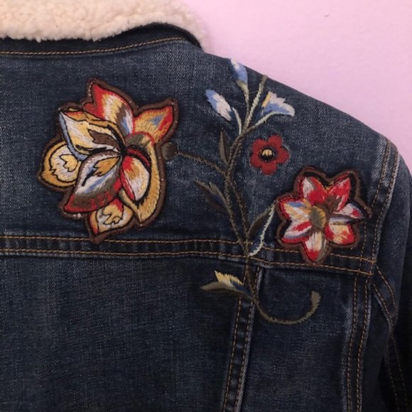 Driftwood Geena Denim Jacket Sherpa Collar EUC - Picture 6 of 9